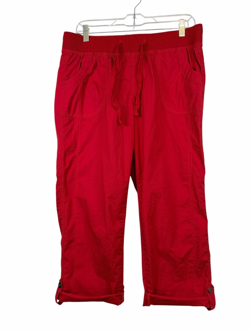 Women’s Capri Red Drawstring Casual Pants Size Medium